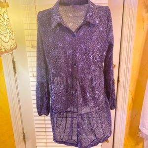 Style & Co sheer top with built in tank and outlined waist